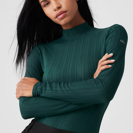 alo Women's Euphoria Long Sleeve Bodysuit - Midnight Green