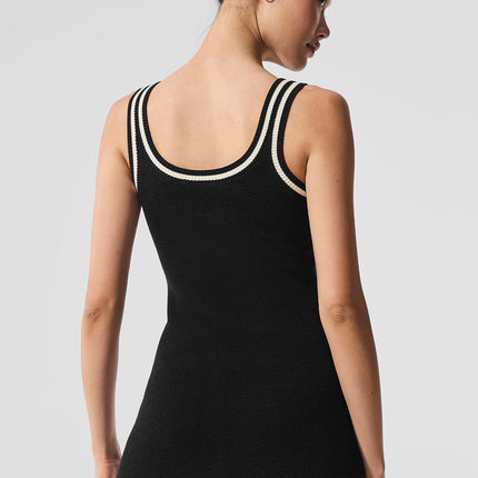 alo Women's Tennis Club Sweater Knit Dress - Black/Ivory