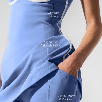 alo Women's Airbrush Streamlined Dress - Crystal Clear Blue/White