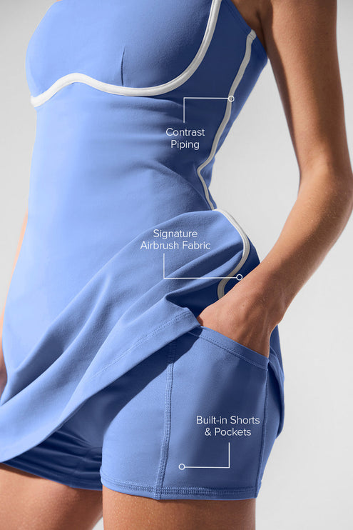 alo Women's Airbrush Streamlined Dress - Crystal Clear Blue/White
