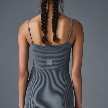 alo Women's Denim Knit Mini Dress - Steel Grey/Anthracite