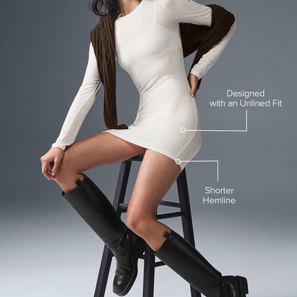 alo Women's Ribbed Sea Coast Long Sleeve Dress - Ivory