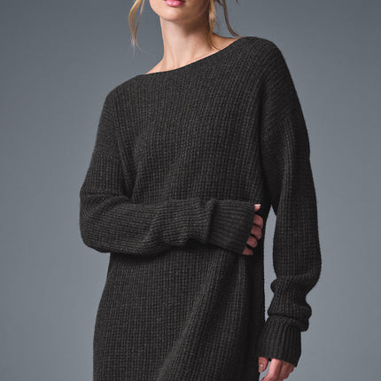 alo Women's Cashmere Plush Waffle Dress - Dark Heather Grey