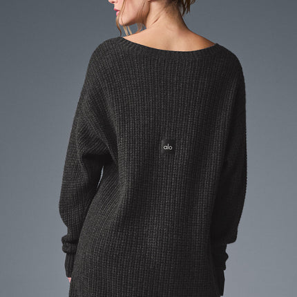 alo Women's Cashmere Plush Waffle Dress - Dark Heather Grey