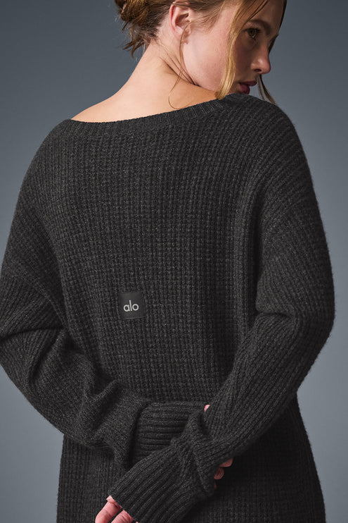 alo Women's Cashmere Plush Waffle Dress - Dark Heather Grey