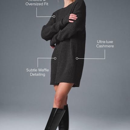 alo Women's Cashmere Plush Waffle Dress - Dark Heather Grey