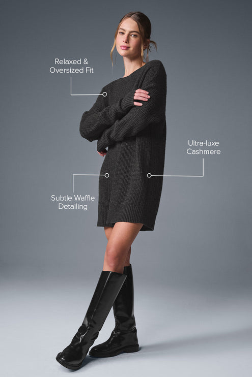 alo Women's Cashmere Plush Waffle Dress - Dark Heather Grey