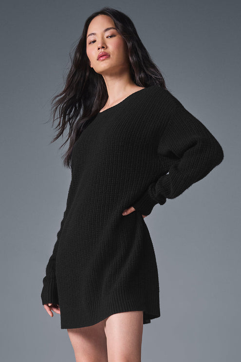 alo Women's Cashmere Plush Waffle Dress - Black