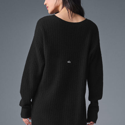 alo Women's Cashmere Plush Waffle Dress - Black