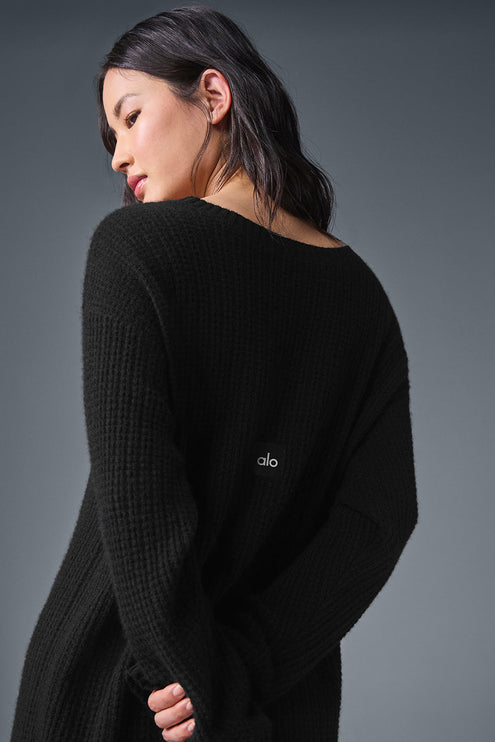 alo Women's Cashmere Plush Waffle Dress - Black