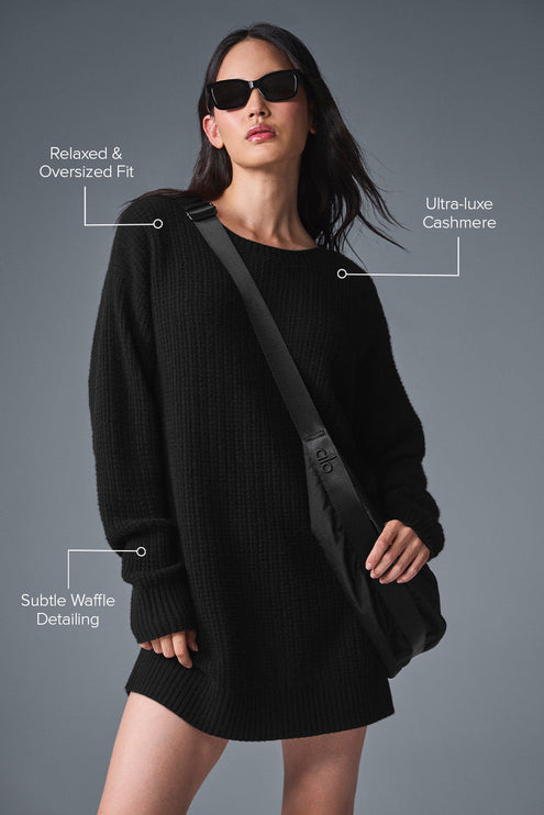 alo Women's Cashmere Plush Waffle Dress - Black