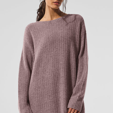 alo Women's Cashmere Plush Waffle Dress - Mushroom Heather