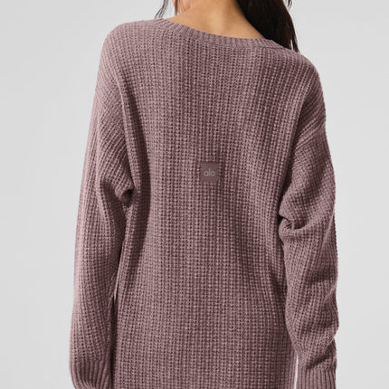 alo Women's Cashmere Plush Waffle Dress - Mushroom Heather