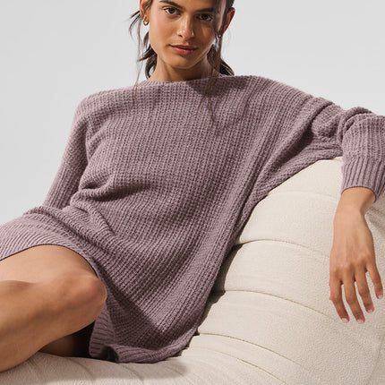 alo Women's Cashmere Plush Waffle Dress - Mushroom Heather