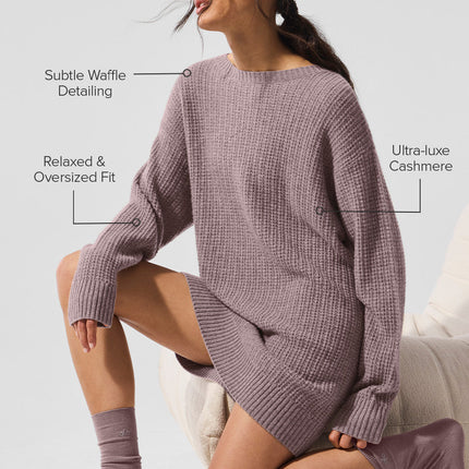 alo Women's Cashmere Plush Waffle Dress - Mushroom Heather