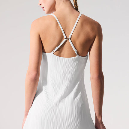 alo Women's Micro Plisse Game On Tennis Dress - White