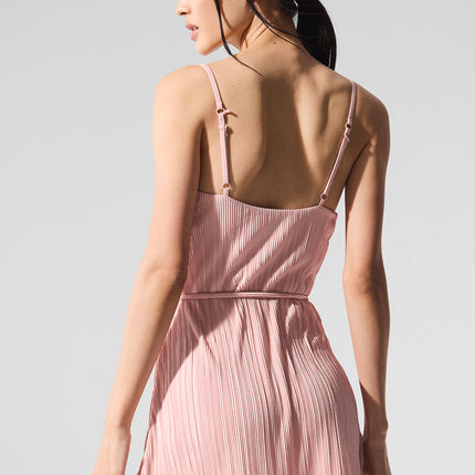 alo Women's Micro Plisse Game On Tennis Dress - Pink Quartz
