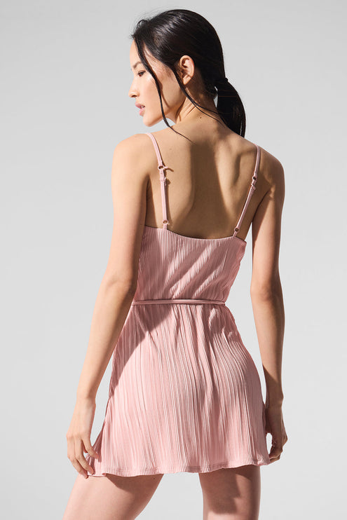 alo Women's Micro Plisse Game On Tennis Dress - Pink Quartz