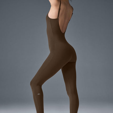 alo Women's Airbrush One And Done Onesie - Espresso