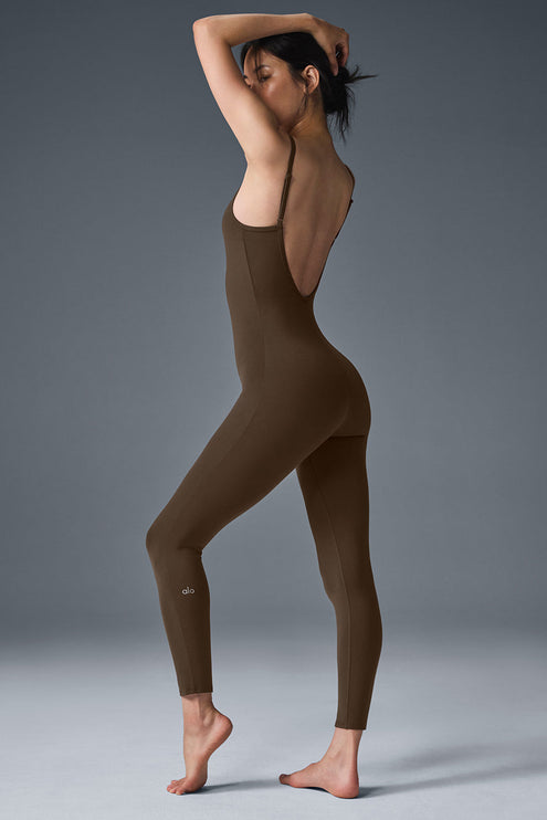 alo Women's Airbrush One And Done Onesie - Espresso