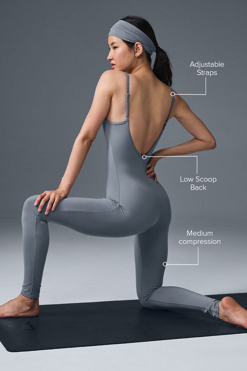 alo Women's Airbrush One And Done Onesie - Steel Grey