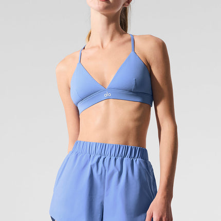 alo Women's Splendor Bra - Crystal Clear Blue/White