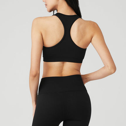 alo Women's Seamless Ribbed Bra - Black
