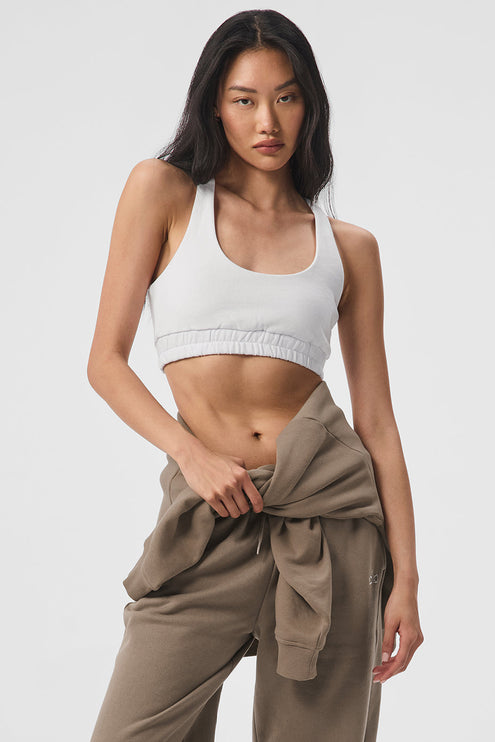 alo Women's Scoop Neck Sweatshirt Bra - White
