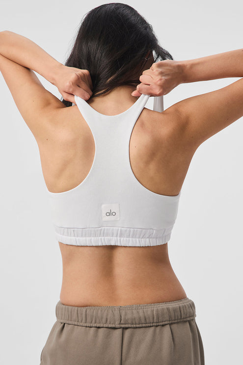 alo Women's Scoop Neck Sweatshirt Bra - White