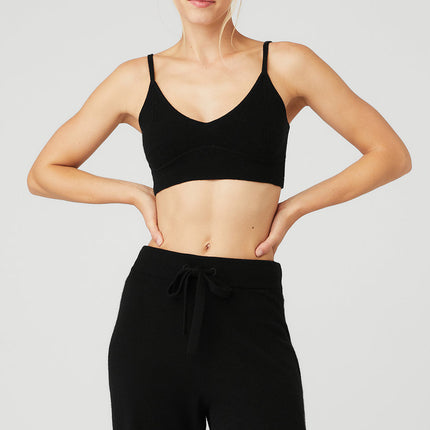 alo Women's Cashmere Jet Set Bra - Black