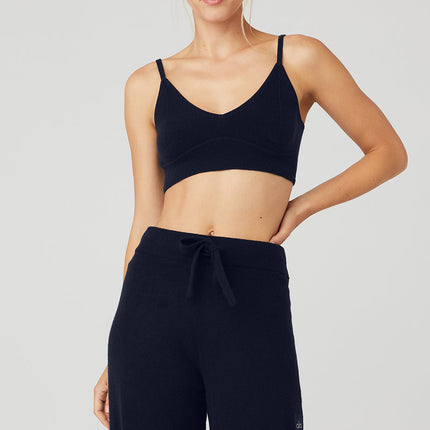 alo Women's Cashmere Jet Set Bra - Navy