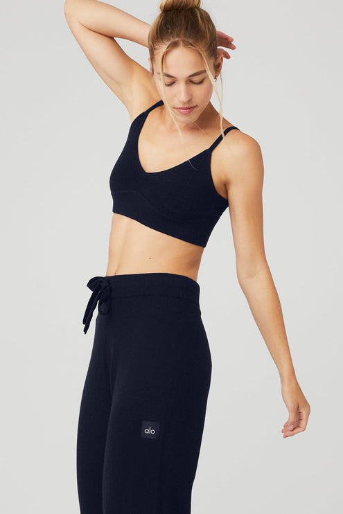 alo Women's Cashmere Jet Set Bra - Navy