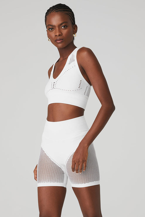 alo Women's Seamless Open Air Bra - White