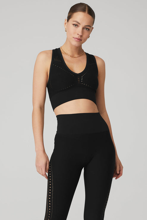 alo Women's Seamless Open Air Bra - Black