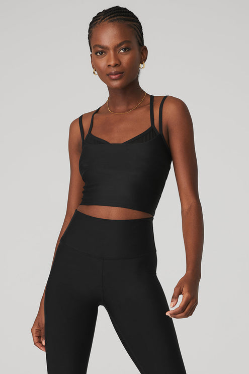 alo Women's Airlift Double Check Bra Tank - Black