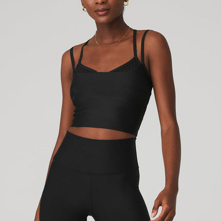 alo Women's Airlift Double Check Bra Tank - Black