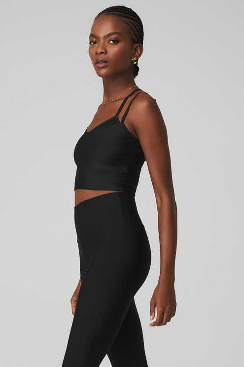 alo Women's Airlift Double Check Bra Tank - Black