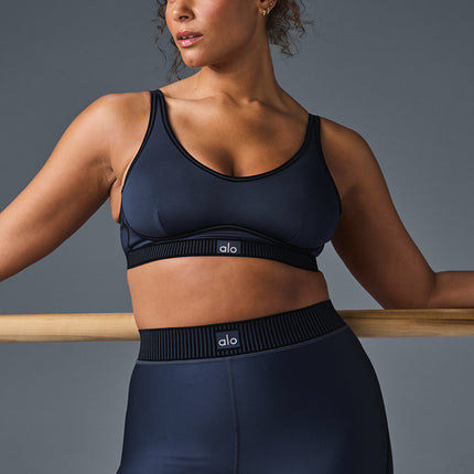 alo Women's Airlift Line Up Bra - Navy