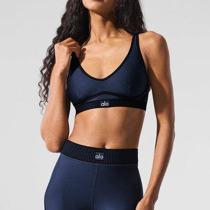 alo Women's Airlift Line Up Bra - Navy