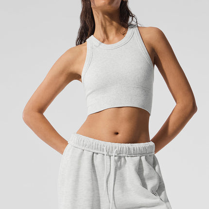 alo Women's Seamless Delight High Neck Bra - White Heather