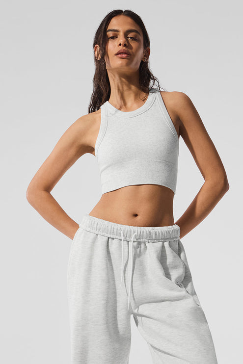 alo Women's Seamless Delight High Neck Bra - White Heather