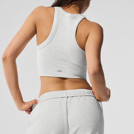 alo Women's Seamless Delight High Neck Bra - White Heather