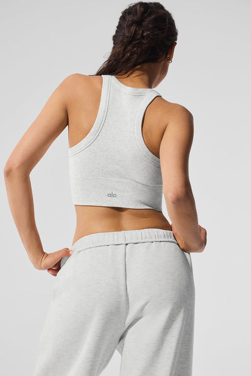 alo Women's Seamless Delight High Neck Bra - White Heather