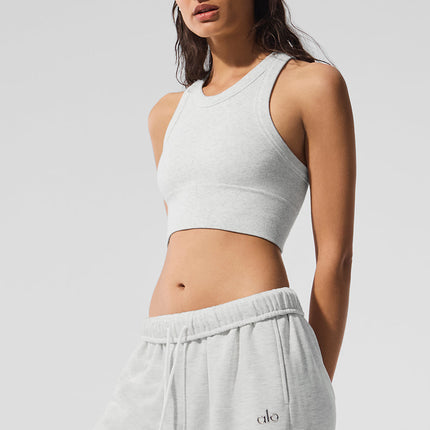 alo Women's Seamless Delight High Neck Bra - White Heather