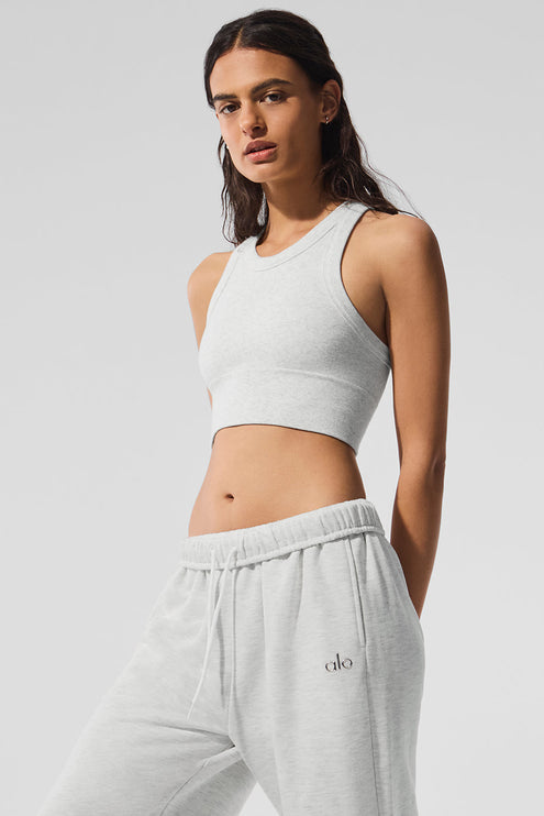 alo Women's Seamless Delight High Neck Bra - White Heather