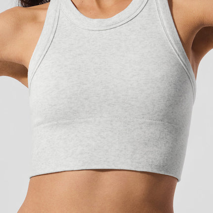 alo Women's Seamless Delight High Neck Bra - White Heather