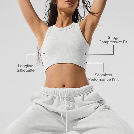 alo Women's Seamless Delight High Neck Bra - White Heather