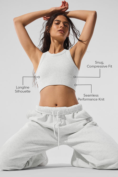 alo Women's Seamless Delight High Neck Bra - White Heather