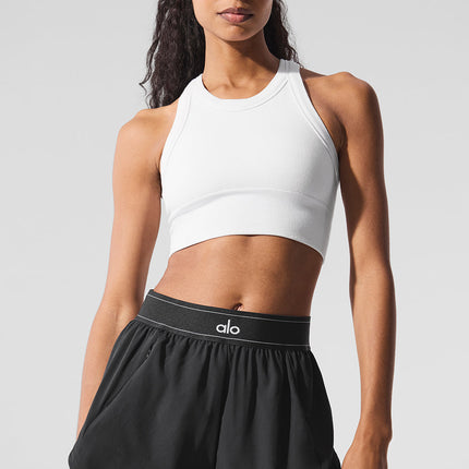 alo Women's Seamless Delight High Neck Bra - White