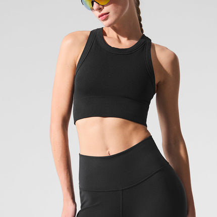 alo Women's Seamless Delight High Neck Bra - Black